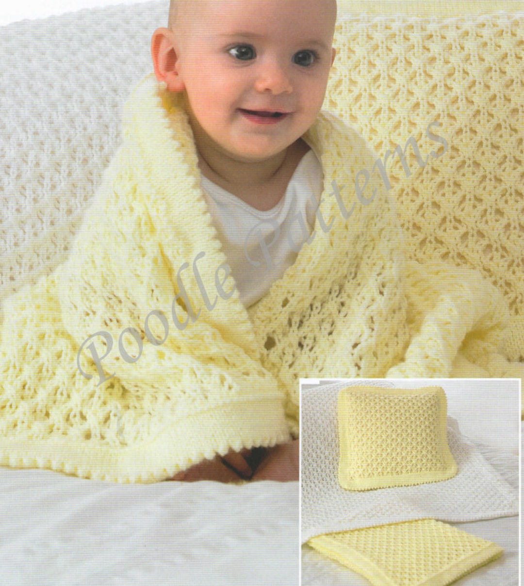 Knitting Pattern Baby Blanket Shawl Christening Lacy Cellular Etsy