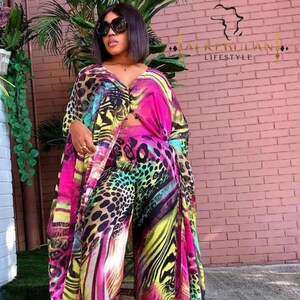 Chiffon Kimono Kaftan Two Piece Pant Set Long Abaya + Pants Suits Dress Set - Beach Sheer Pant Set Vacation Cruise Wedding - Ready to Ship