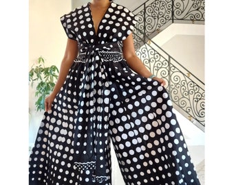 African Print Ankara Style Infinity Palazzo Wide Leg Pants Convertible Infinite Jumper Romper - Afrocentric