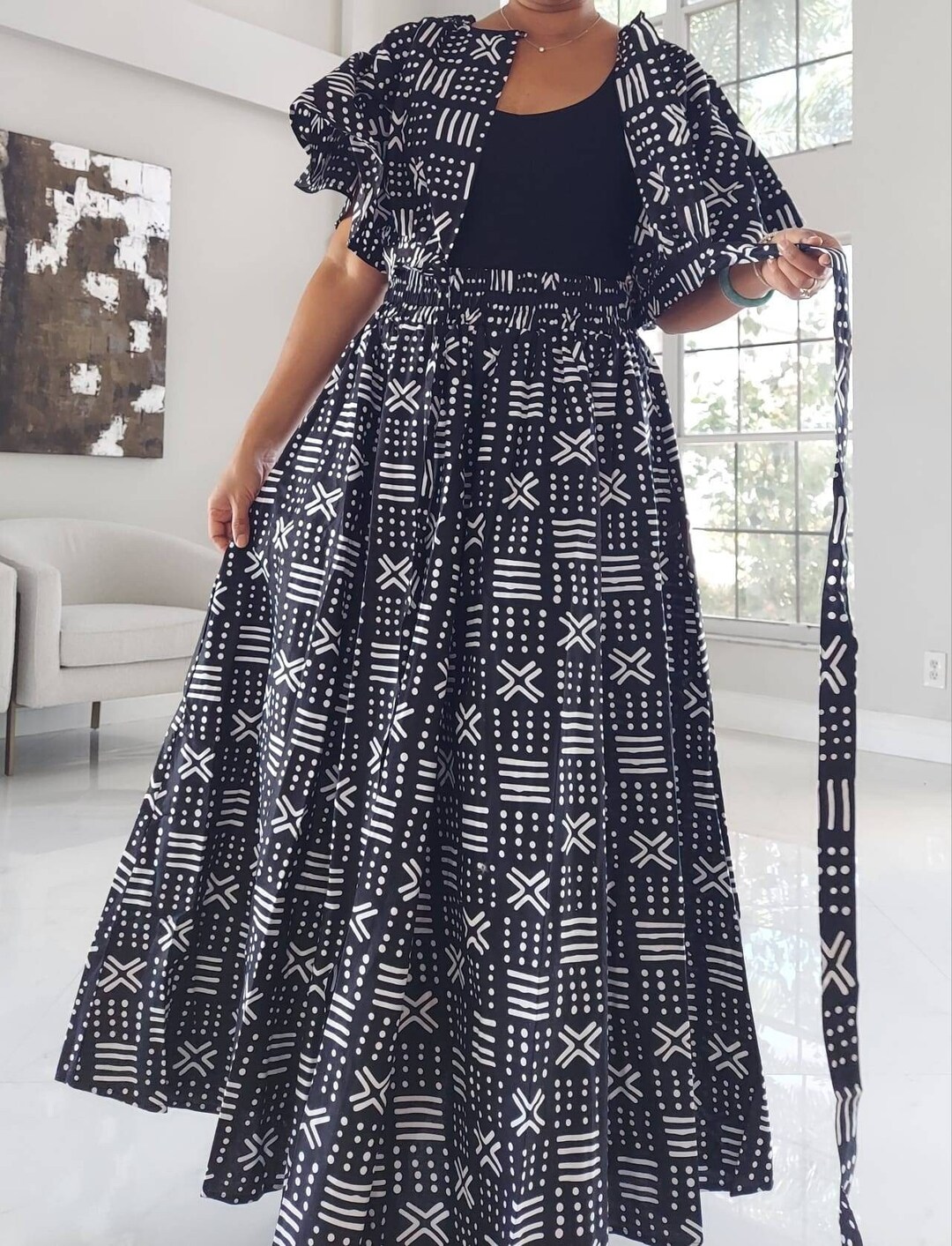 Ankara Style Maxi Skirt With Sash / Crop Top - Etsy