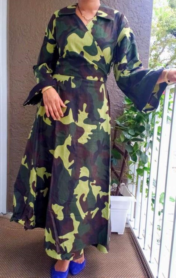 Camouflage Wrap Maxi Dress Etsy UK