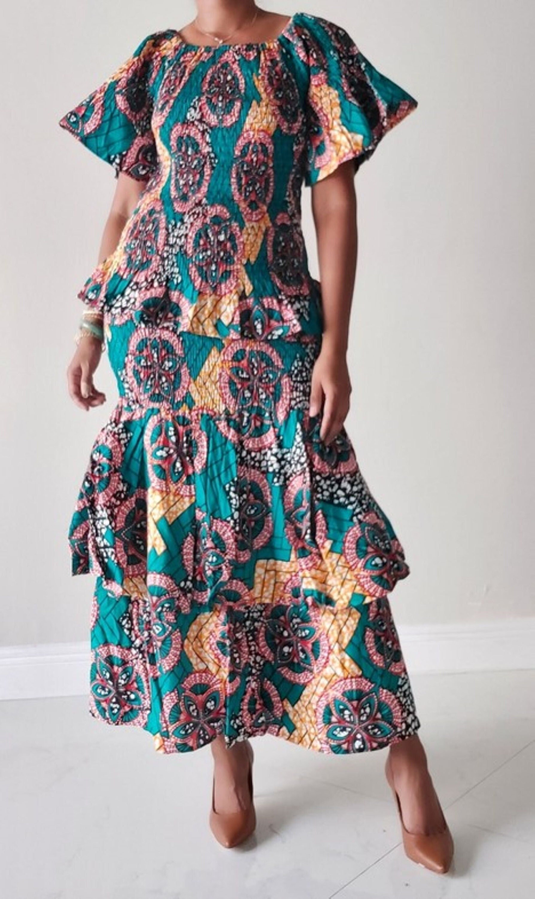 Long Elastic Maxi Smock Dress Skirt 