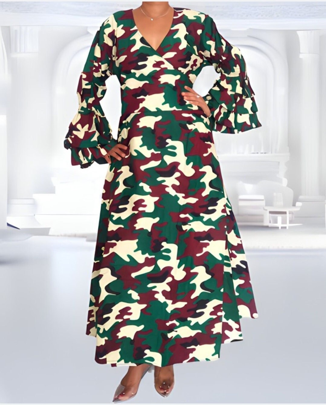 Camouflage wrap dress sales