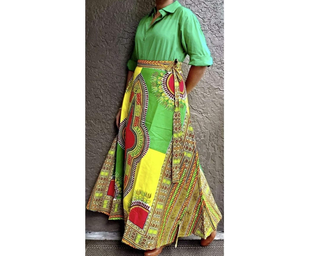 African Print Ankara Dashiki Style Long Maxi Wrap Skirt With - Etsy