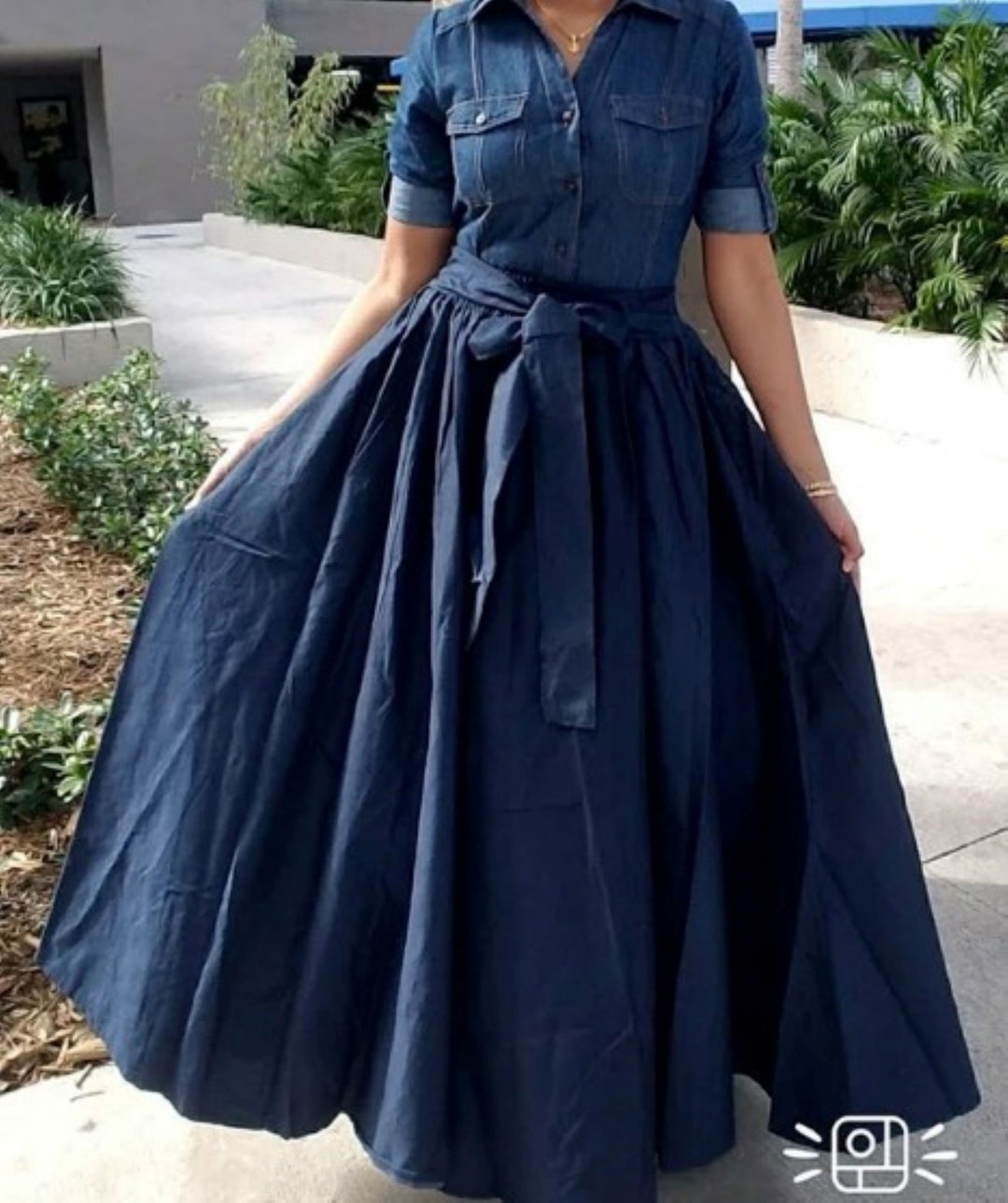 Long Maxi Skirt With Matching Sash Denim Black or Blue - Etsy