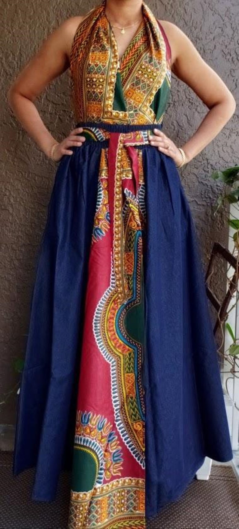 African Print Ankara Style Long Maxi Skirt with matching Sash | Etsy