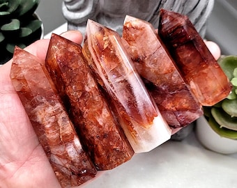 Fire Quartz Points, Red Hematoid Towers, Rainbow Quartz Crystal Towers, Healing Crystals, Crystal Energy, Crystal Decor, Crystal Gifts