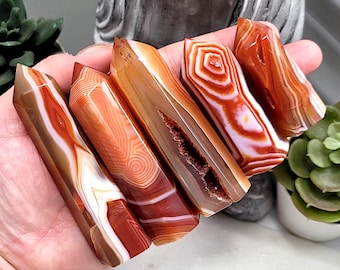Banded Carnelian Towers, Bright Orange Carnelian Points, Crystal Healing Tools, Crystal Grids, Orange Sardonyx Points