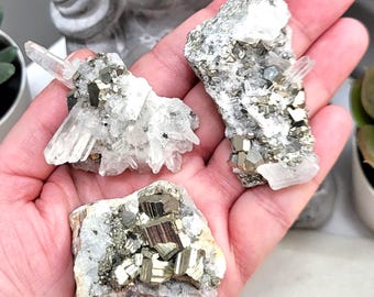 Pyrite Quartz Clusters, Quartz With Pyrite Crystal Specimen, Raw Quartz Cluster, Collector Piece, Crystal Decoration, Raw Crystal For Grids