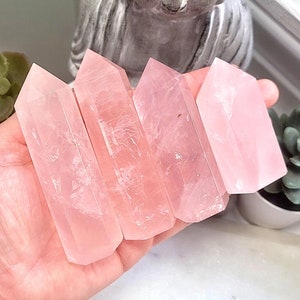 PINK Quartz Towers, Small Rose Quartz Point, Crystal Pink Quartz, Home Decor Crystal, Love Stone Valentine, Rainbow In Crystals