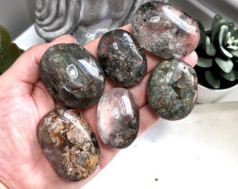 Garden Quartz  Palm Stones, Small Lodolite Pocket Stones, IMPERFECT Garden Quartz Stone, Crystal For Display, Collector Piece, Cheap Crystal