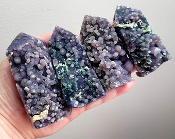Purple Grape Agate Tower, Polished Grape Agate Obelisk, Natural Purple Chalcedony, Agate From Indonesia, Half Raw Grape Agate Stone