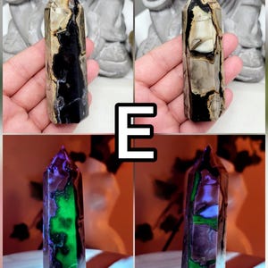 UV Volcano Agate Towers, Green Reactive Agate, Fluorescent Reaction Under UV Light, Crystal Agate Obelisk, Spiritual Stones For Decoration E 86g - 8.9cmx2.8cm