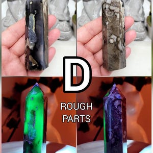 UV Volcano Agate Towers, Green Reactive Agate, Fluorescent Reaction Under UV Light, Crystal Agate Obelisk, Spiritual Stones For Decoration D 98g - 9.4cmx2.8cm
