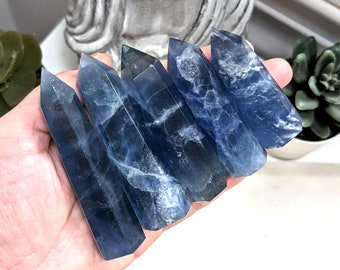 Blue Fluorite Points, SMALL Blue Fluorite Towers, Fluorite Pocket Stone, Healing Crystals, Crystal Room Decor, Crystal Collector Gift