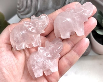 Rose Quartz Elephant, Small Elephant Carving, Good Luck Figurines, Happy Pink Elephant, Kawaii Decoration, Pink Crystal Lover, Birthday Gift