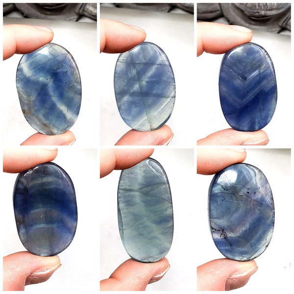 Blue Fluorite Palm Stone, Mini Blue Fluorite Crystal, Fluorite Pocket Stone, Healing Crystals, Crystal Room Decor, Crystal Collector Gift