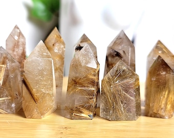 TINY Rutilated Quartz Points, Golden Rutile in Quartz, Gold Filaments in Quartz, Saturated Quartz With Rutile, Collector Piece, Mini Crystal