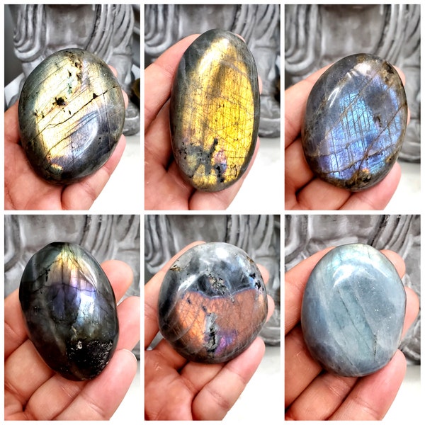 Emerald Palm Stone Labradorite Palm Stone - Natural Healing Crystal In 2-3cm, 4-5cm, Or 5-6cm Sizes, Smooth Energy Stone Natural Mineral Palm Stone - Foto 2