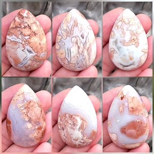 Pink Agate Teardrop Cabochon, Natural Pink Cotton Candy Agate Cabs, Cabochon For Wire Wrapping, Lithotherapy Stone, DIY Crystal Supply