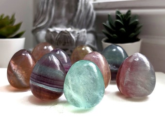 Candy Fluorite Egg, Colorful Banded Fluorite Puffy Egg, Fluorite Crystal Carvings, Gift Of Love, Healing Crystals, Stone For Creativity