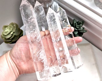 Tall Skinny Clear Quartz Tower - Natural Rainbow Crystal Point - Crystal Clear Quartz - Home Decor Crystal - Meditation and Energy Cleansing