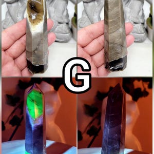 UV Volcano Agate Towers, Green Reactive Agate, Fluorescent Reaction Under UV Light, Crystal Agate Obelisk, Spiritual Stones For Decoration G 96g - 9.5cmx2.8cm