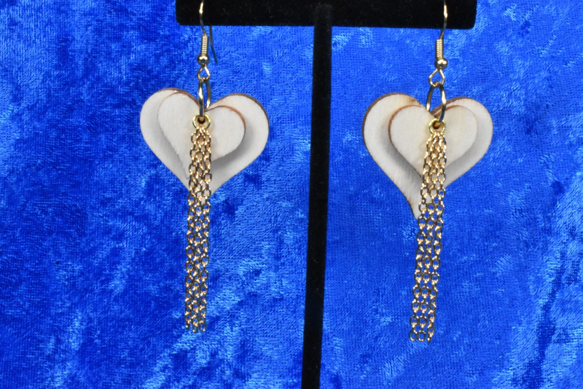Wooden Heart Earrings multi layer Etsy