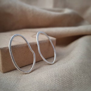 Wavy organic silver studs in recycled silver - statement stud earrings