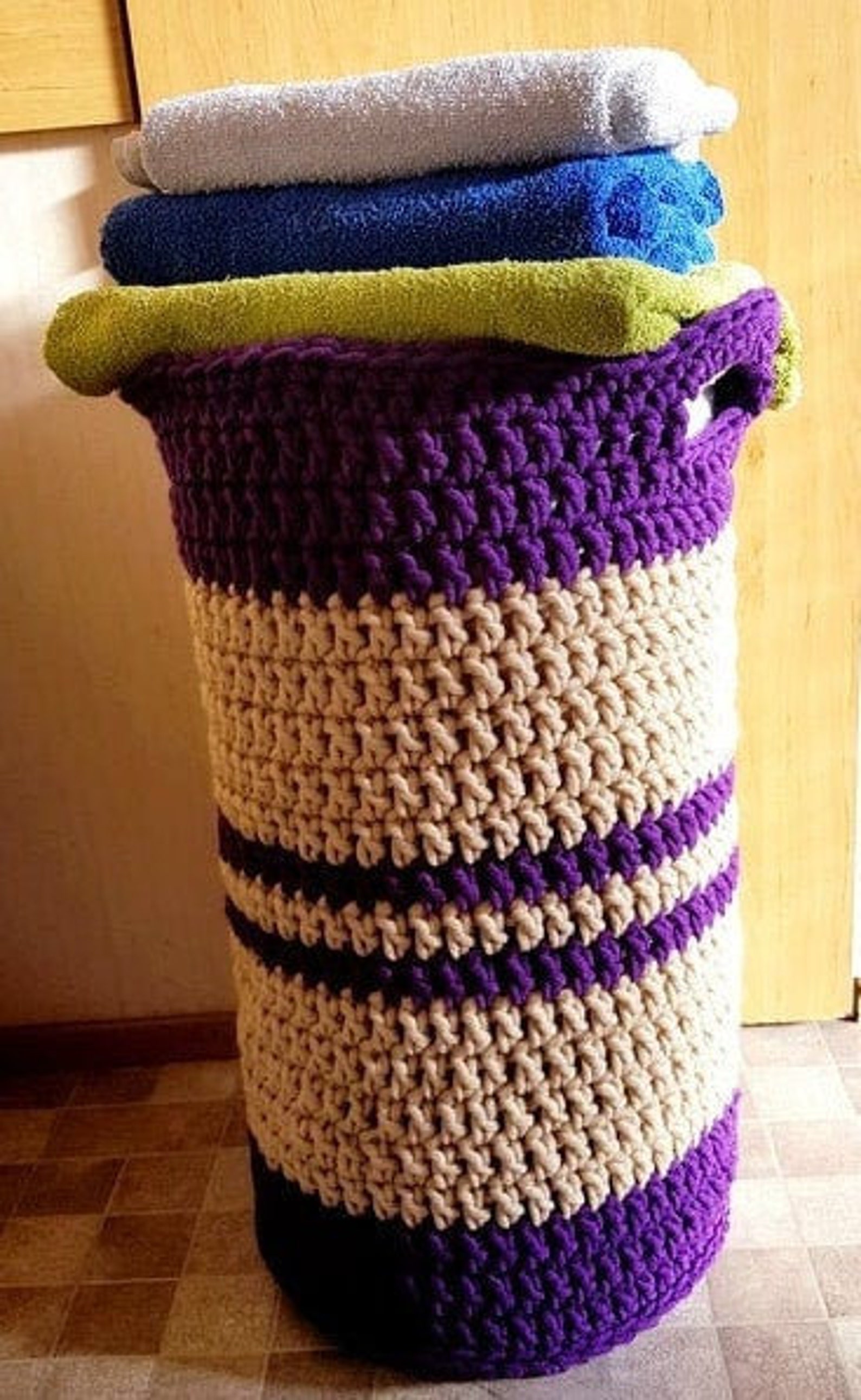 Crochet Laundry Basket Etsy