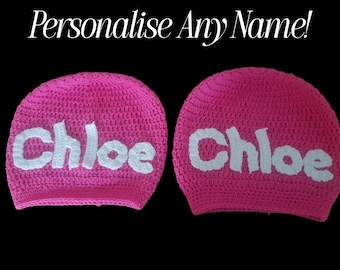 Fundas de reposacabezas de coche de ganchillo con nombre personalizado (juego de 2)