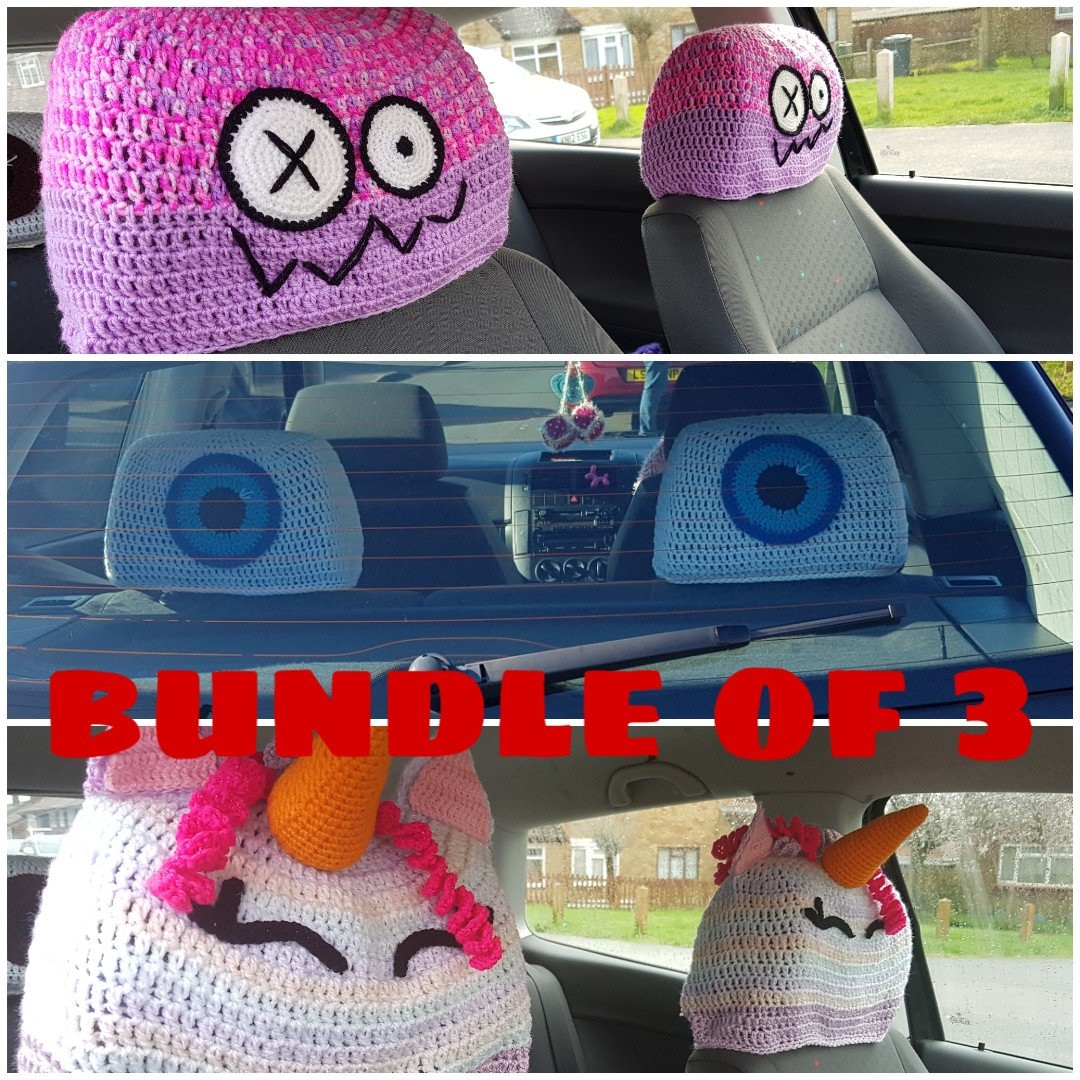 Bundle of 3 Car Head Rest Covers CROCHET PATTERN ONLY Etsy