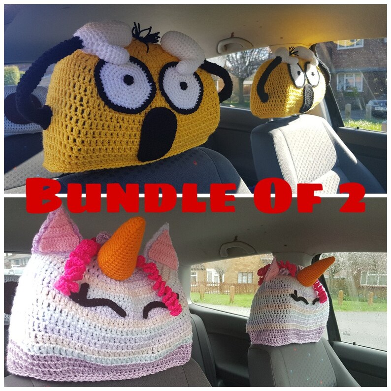 Bundle of 2 car headrest covers CROCHET PATTERN ONLY Etsy France