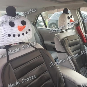 snowman car headrest covers CROCHET PATTERN ONLY