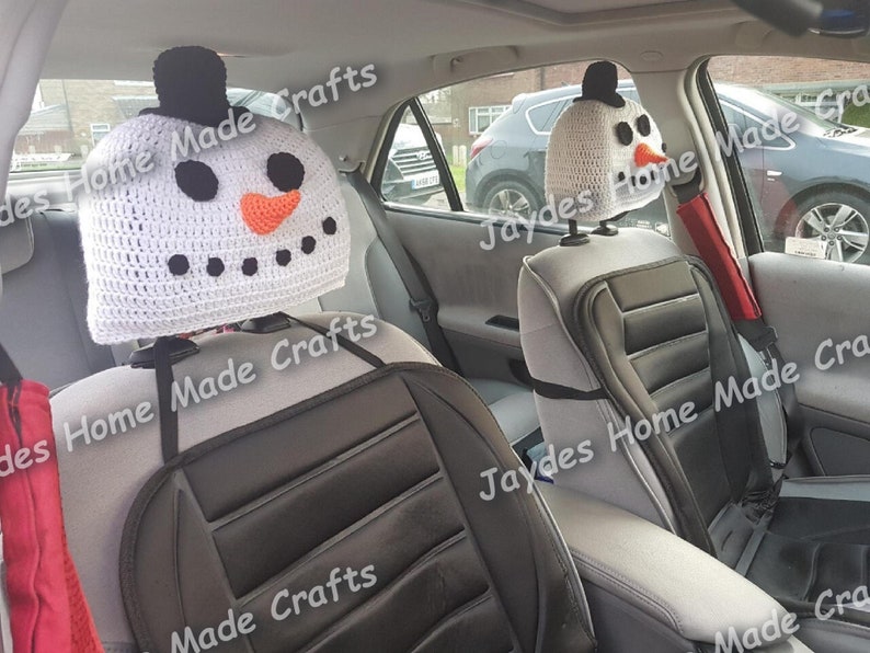 snowman car headrest covers CROCHET PATTERN ONLY image 1