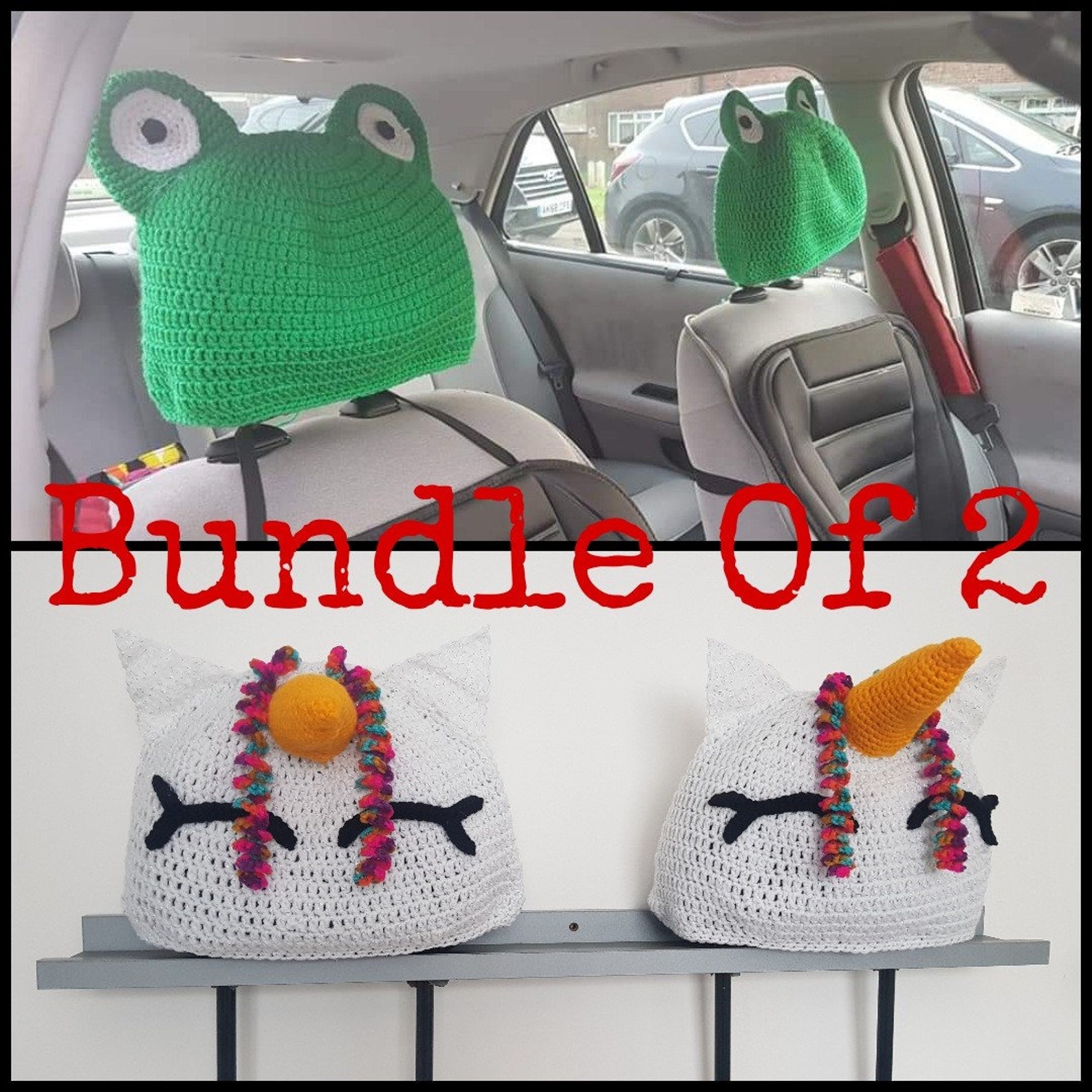 Bundle of 2 Car Headrest Covers CROCHET PATTERN ONLY Etsy