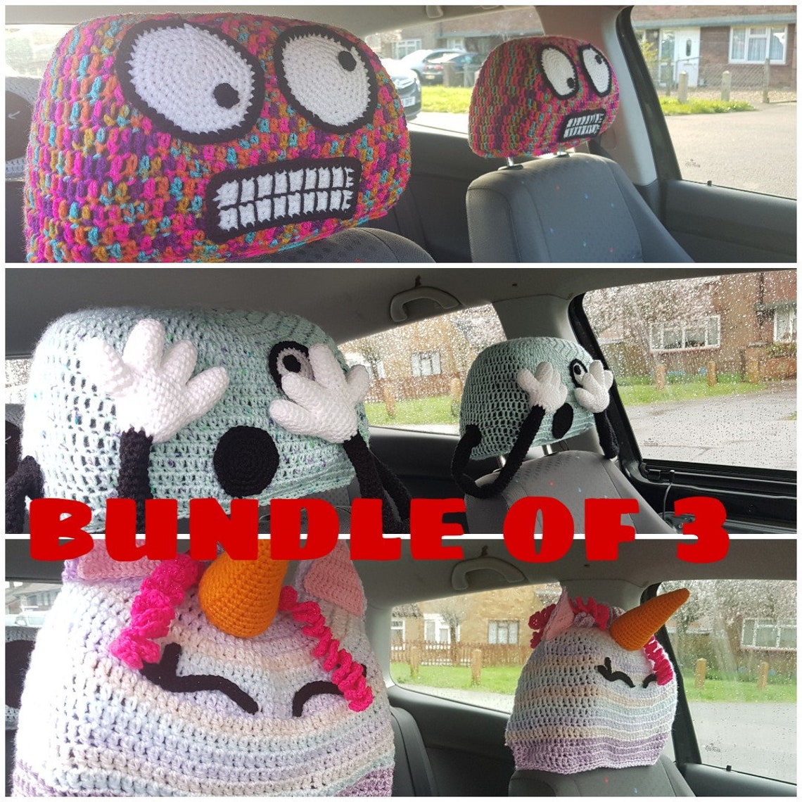 Bundle of 3 Car Headrest Covers CROCHET PATTERN ONLY Etsy