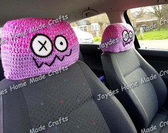 Funny Face Car Head Rest Covers - PATTERN ONLY