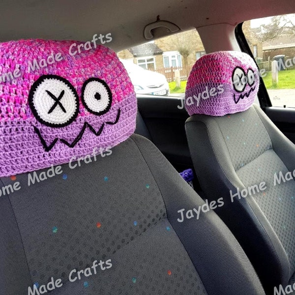 Funny Face Car Head Rest Covers - PATTERN ONLY
