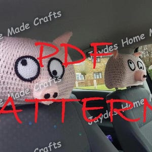 Patrón de fundas para reposacabezas de crochet (cerdos) en PDF