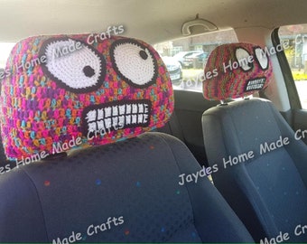 Cringe Face Car Head Rest Covers - Crochet Pattern Only