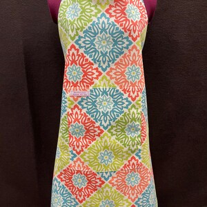 Coral, Green and Turquoise Medallion Apron - long version