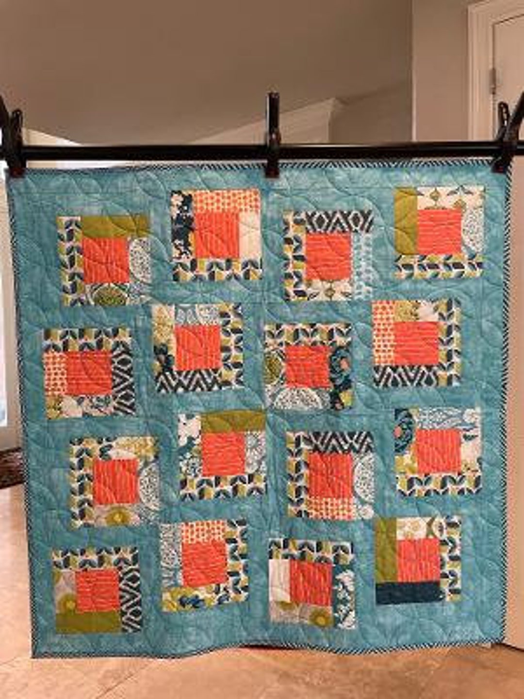 Square in a Square Log Cabin Quilt Etsy
