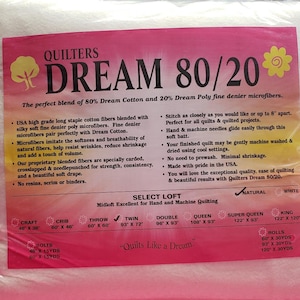 Quilters Dream 80/20 Select Loft Natural ~Twin 93" x 72"