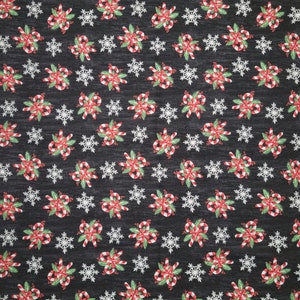 Making spirits bright, candy canes, black, Blank Quilting, fabric by the yard