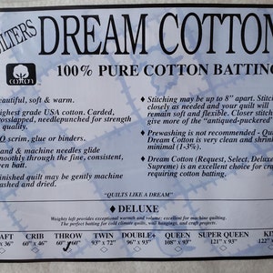 Quilters Dream, Cotton, Deluxe, Batting, Throw, 60&quot; x 60&quot;