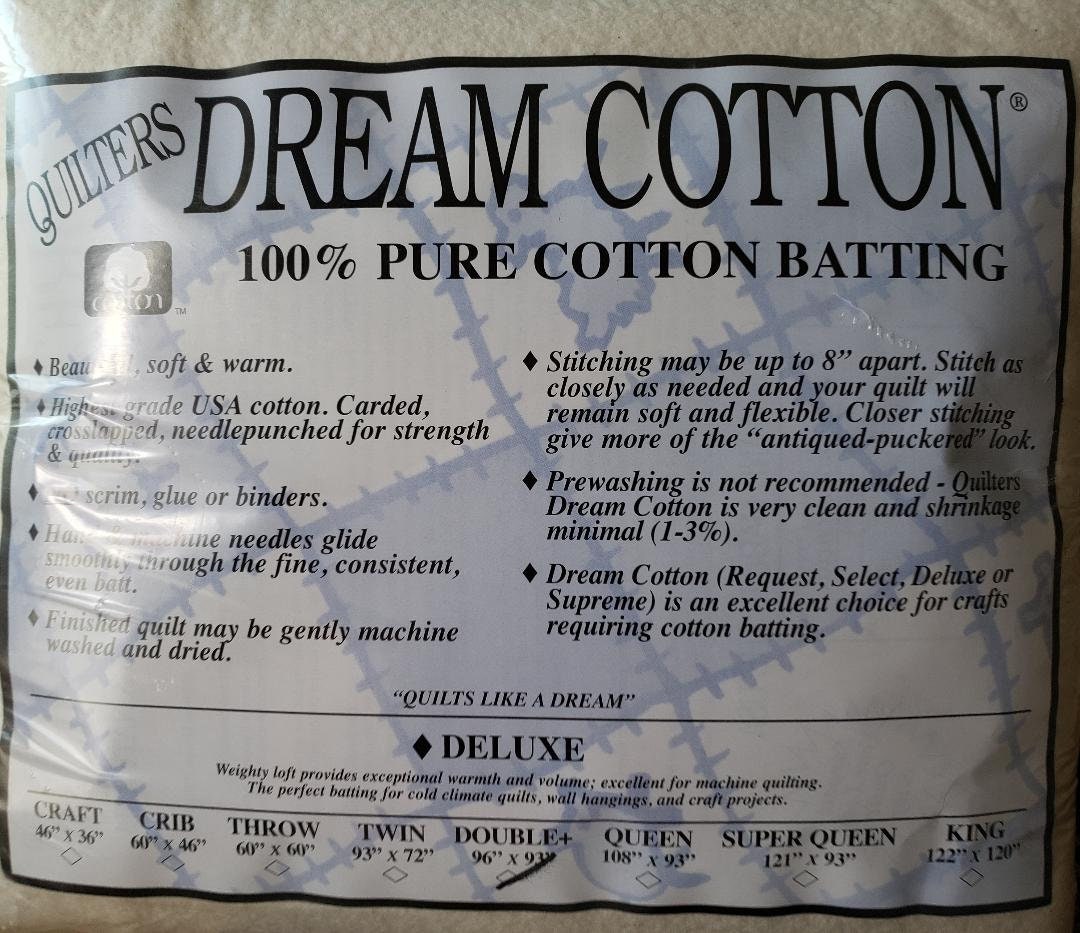 Quilters Dream Cotton, Batting, Deluxe, Double 96 X 93 