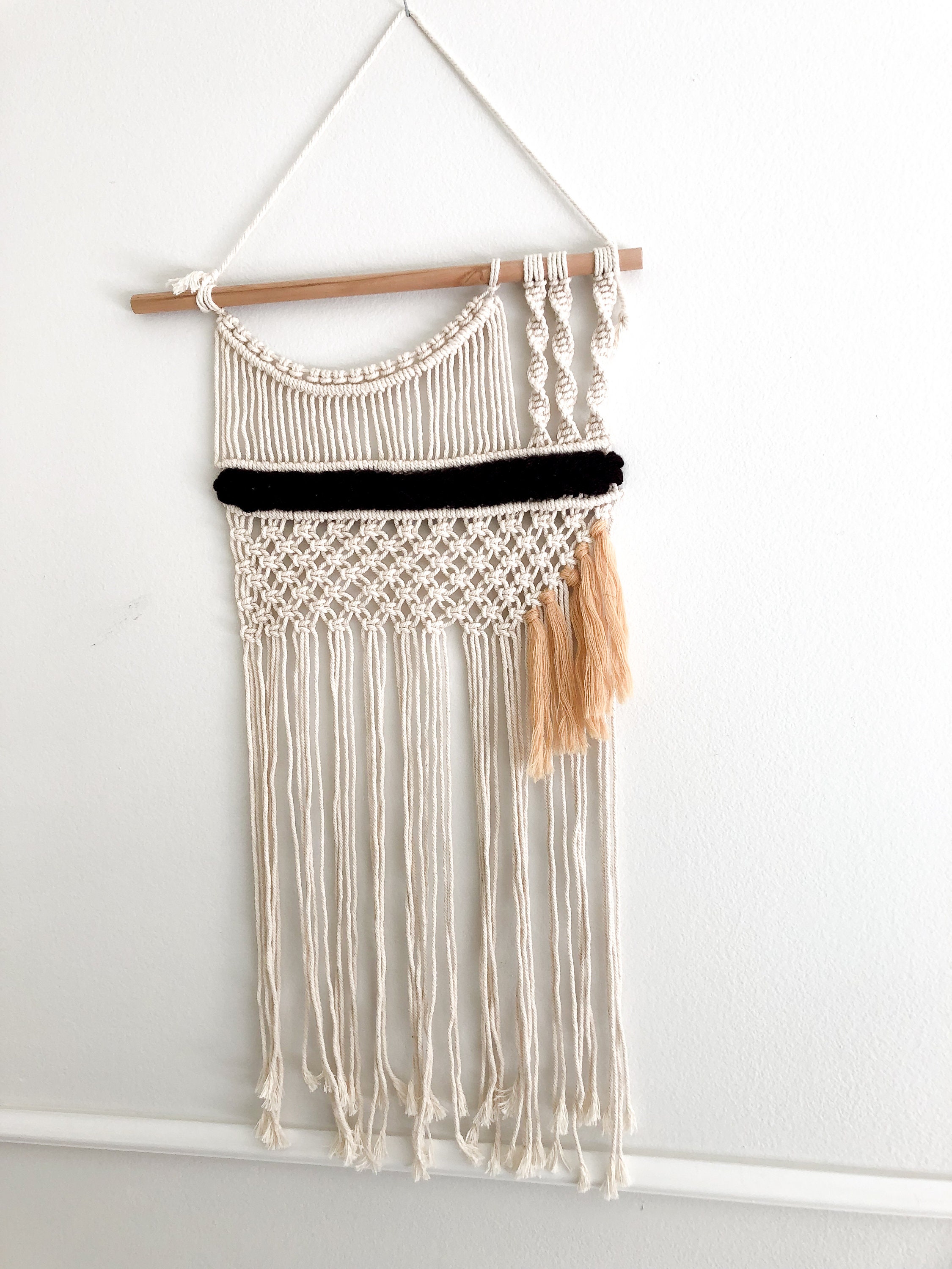 Illustration of Minimalist Apartment Decor With Textured Macrame Wall Hanging
