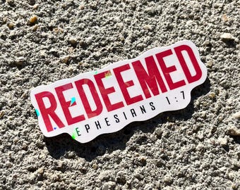 Ephesians 1:7 Bible Verse Sticker | Redeemed Holographic Christian Sticker