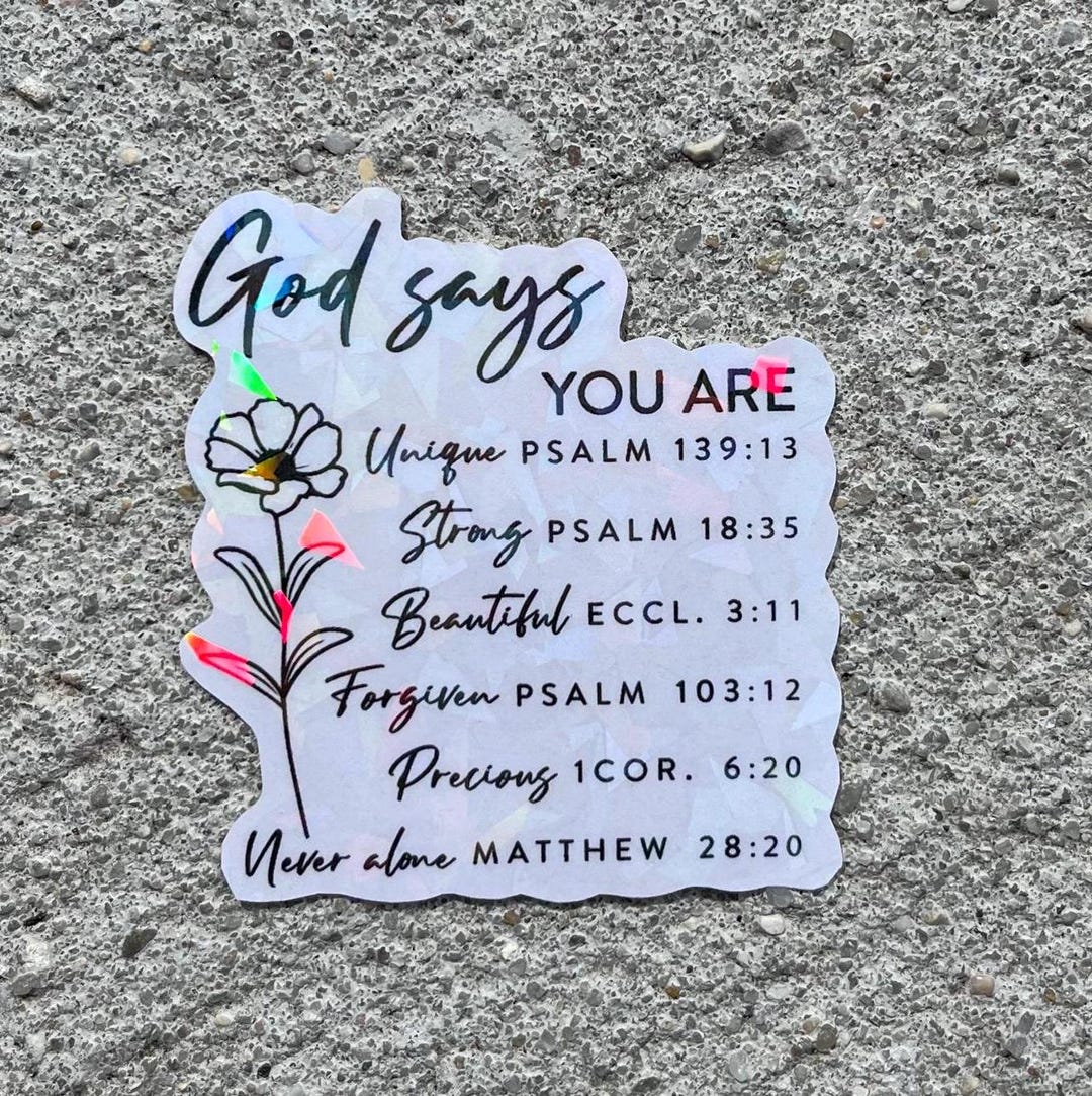 Holographic Christian Sticker | God Says You Are Unique, Strong ...